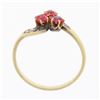 Image 7 : Antique Victorian 14k Gold GIA NO HEAT Pink Spinel Cluster & Diamond Bypass Ring