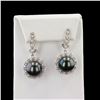 Image 1 : 13MM Tahitian South Sea Cultured Pearl and 1.64 ctw Diamond 14K White Gold Dangl