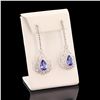 Image 3 : 6.74 ctw Tanzanite and 3.35 ctw Diamond 14K White Gold Dangle Earrings