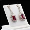 Image 3 : 4.61 ctw Rubellite Tourmaline and 1.94 ctw Diamond Platinum Earrings