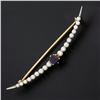 Image 2 : Vintage 14k Gold Plat 0.50 ctw Amethyst & Graduated Seed Pearl Crescent Pin Broo