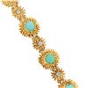 Image 6 : Vintage Handmade 18k Gold.45 ctw Diamond & Turquoise Textured Domed Link Bracele