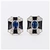 Image 3 : 2.60 ctw Blue Sapphire and 1.11 ctw Diamond Platinum Earrings