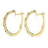 Image 4 : 18K Gold 2.74 ctw Alternating Round Diamond & Emerald Oval Hoop Huggie Earrings
