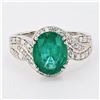 Image 1 : 2.95 ctw Emerald and 0.47 ctw Diamond 18K White Gold Ring