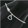 Image 7 : 18K White Gold 1.50 ctw Round Diamond Thin Line Bracelet w/ Dangle Heart Charm