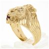 Image 9 : Mens 14k Yellow Gold.13 ctw Ruby Diamond Eyes Detailed Textured 3D Lion Head Rin