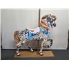 Image 2 : Very Large Painted Carousel Horse on Wooden Base 60"L x 67"H