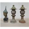 Image 1 : Qty 2 Vintage Brass Incense Burners/Lanterns 10"H & Metal Bust on Base