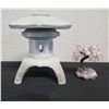 Image 1 : Stone 3-Section Pagoda Decorative Lantern 14"L x 23"H & Tree w/ Stone Leaves