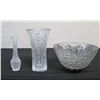 Image 1 : Qty 2 Glass Vases and Glass Bowl on Stand, Misc Sizes