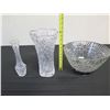 Image 21 : Qty 2 Glass Vases and Glass Bowl on Stand, Misc Sizes
