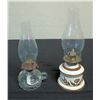 Image 1 : Qty 2 Vintage Glass Oil Lamps, Misc Sizes