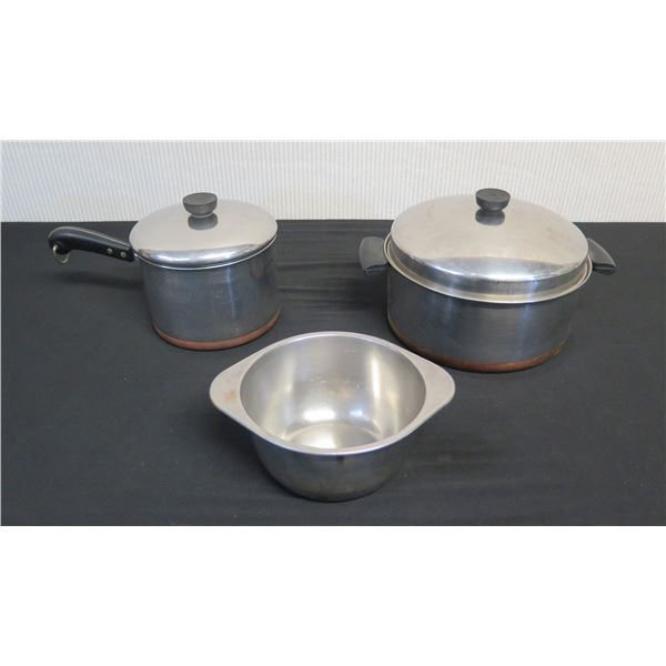 Metal Revere Ware Copper Clad Sauce Pot, Stock Pot & Bowl, Misc Sizes