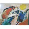 Image 2 : Abstract Horse Poster by Artist John Young '81 w/ Hawaii Opera Theater Tag, Framed 25" x 25"
