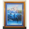Image 1 : Children Riding Dolphins Print by Wyland 1992, Framed & Matted 24" x 29"