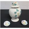 Image 1 : Qty 2 Floral Candle Holders w/ Removable Flower & Porcelain Ginger Jar w/ Lid 12"H (chipped )