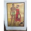 Image 2 : John Kelly "Fishing" Art Print in Bamboo-Motif Frame, Approx. 18" x 22"
