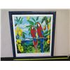 Image 9 : Talking Story Parrot Print 306/500 by Ari Vanderschoot, Framed & Matted 30" x 34"