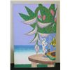 Image 1 : Painting on Canvas, Heliconia With Papaya, Marked "Mes 02 1169" Unframed 24" x 36"
