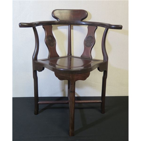 Wooden Carved Triangular Chair 20" x 24" x 33"H