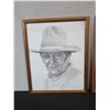 Image 2 : Qty 2 Framed John Wayne Artwork: Sketch by Kingman 1993 & On Horseback w/ Notation 17" x 21"