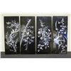 Image 1 : Qty 4 Black Lacquered Panels with Inlays, 8" x 19" (each)