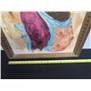 Image 8 : Original Painting on Canvas, Girl w/ Pack Artwork by W. Gin 1970, Framed 22" x 28"