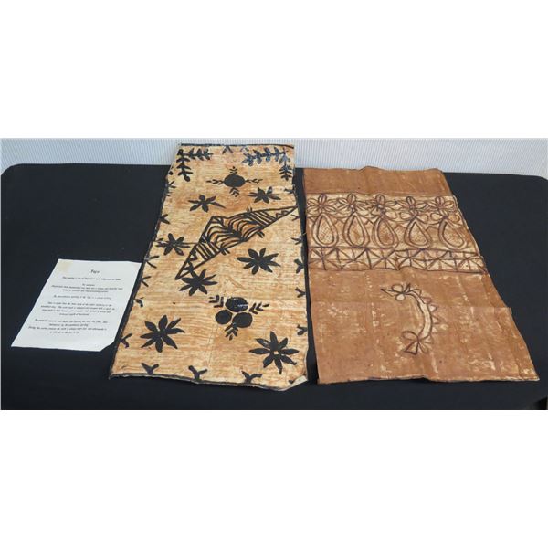 Qty 2 Tapa Cloths, Misc Sizes & Design