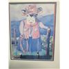 Image 2 : Cow with Hat & Lasso, Artwork by Peggy Chun, Hand-Signed, Framed & Matted 16" x 21"