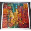 Image 1 : Large Original Oil Painting on Canvas, Vibrant Colors, Rainy Night Scene, Unframed 63"x64"