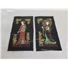 Image 2 : Qty 2 Asian Geisha Women Scrolls w/ Maker's Mark 11" x 19" (each)