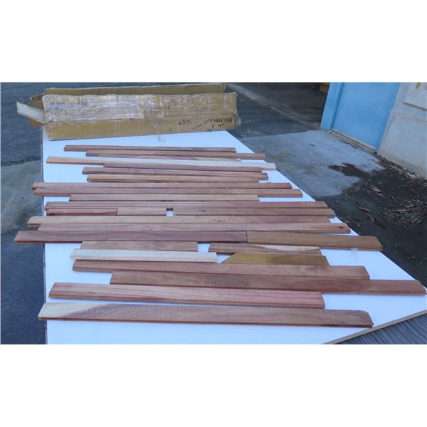 Multiple Hawaiian Koa Wood Flooring Molding Sections in Box Approx. 48"L