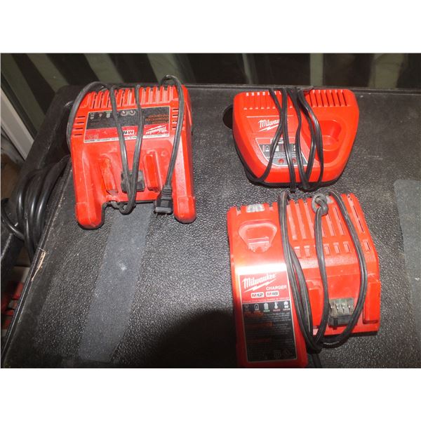 3 Milwaukee Battery Chargers