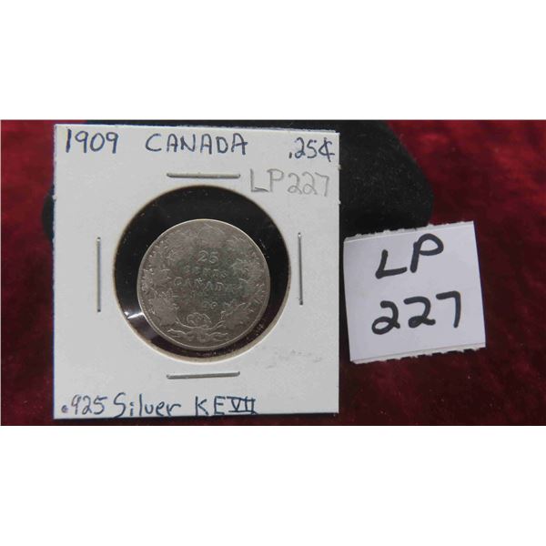 Canada 1909 Quarter KE VII .925 Silver 