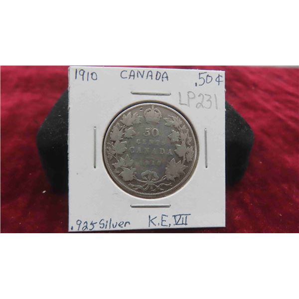 Canada 1910 Half Dollar KE VII .925 Silver 