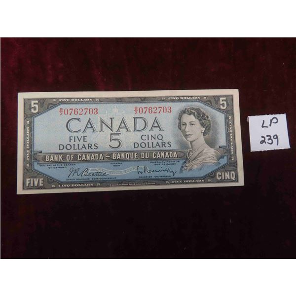 Canada 1954 Five Dollar Note Beattie/Rasminsky N.Mint Condition