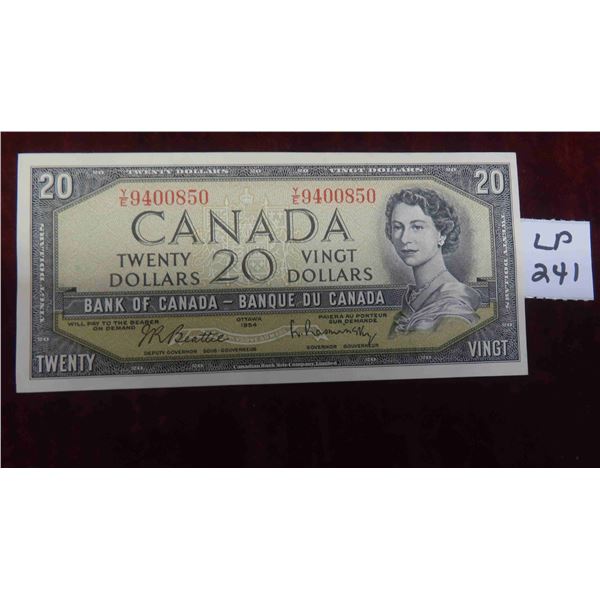 Canada 1954 Twenty Dollar Note Beattie/Rasminsky Mint Condition