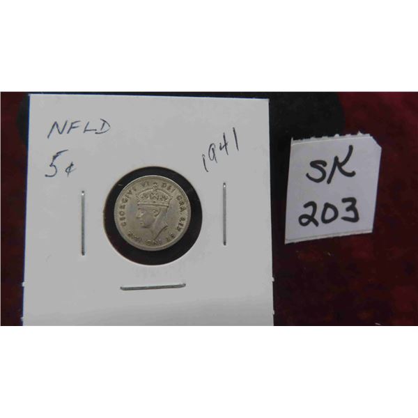 1941 Newfoundland 5 Cent Silver Coin - Beautiful