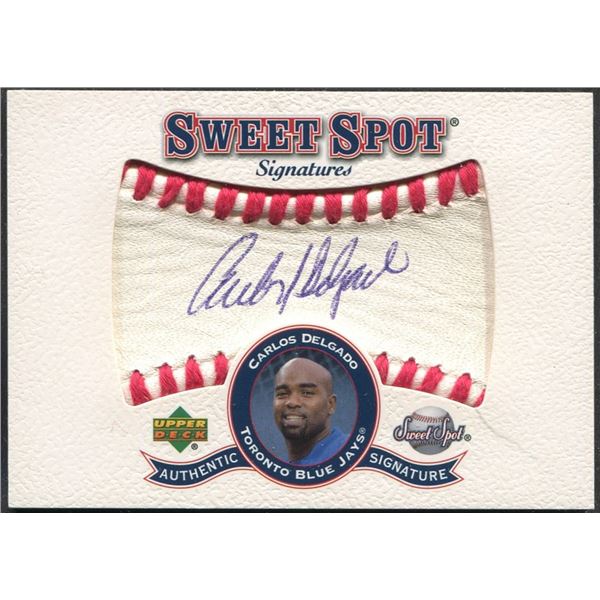 Sweet Spot Signatures: Carlos Delgado Signed Baseball Cover Card