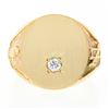 Image 4 : Men's 14K Gold 0.17 ctw Diamond Engraveable Firefighter Textured Oval Signet Rin