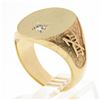 Image 9 : Men's 14K Gold 0.17 ctw Diamond Engraveable Firefighter Textured Oval Signet Rin