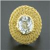 Image 2 : Vintage 18K Gold Oval Aquamarine Solitaire Braided Hand Wire Work Cocktail Ring