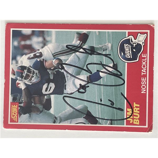 New York Giants Jim Burt 1989 Score #138 signed card