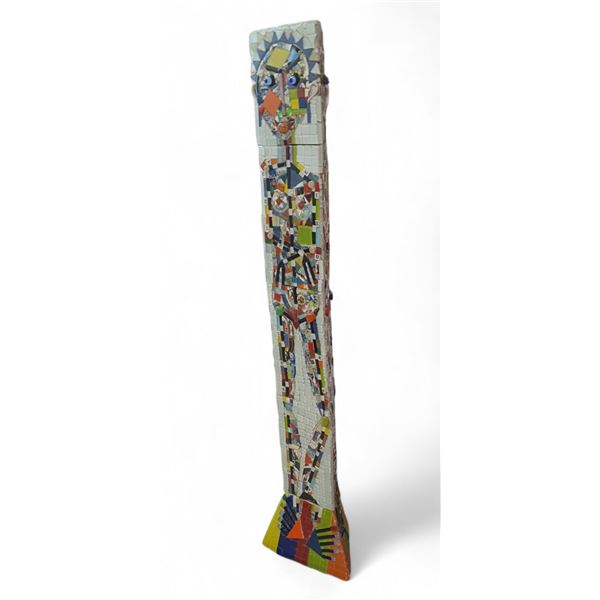 Male Point of View 2016 w/Ceramic, ceramic and glass tiles, shards, with metal base and rod (Michene