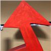 Image 2 : Untitled - red peacock/lightning bolt with arrow w/Ceramic, oil (Top section: chipped point missing 