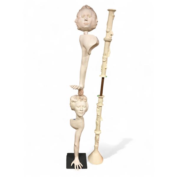 Group of States of Being #? (Mirrored arm with four faces) 2003 w/Ceramic with metal base and rod (C