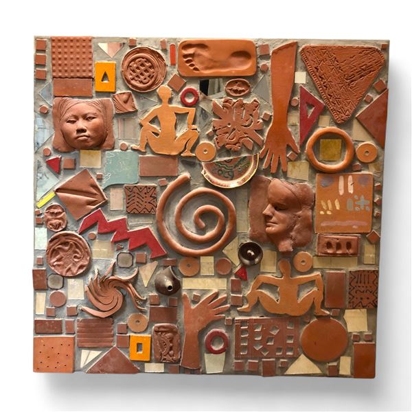 Plywood panel (Part 1 of 8) w/Wood, handmade ceramic tile, ceramic shards (Michener, Sally)