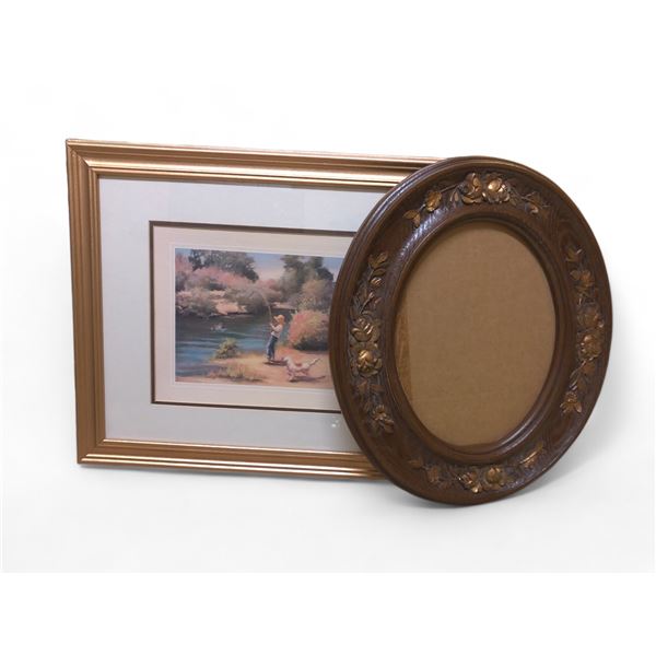 Framed Picture w/Wood picture frame
