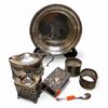 Image 1 : Group of Sterling Silver including - Spoon, Plate, Napkin Holders, Etc. (Mix of Sterling Standard Si